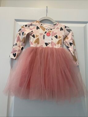 Mila & Rose Dusty Pink Heart Tulle Dance Dress for Kids